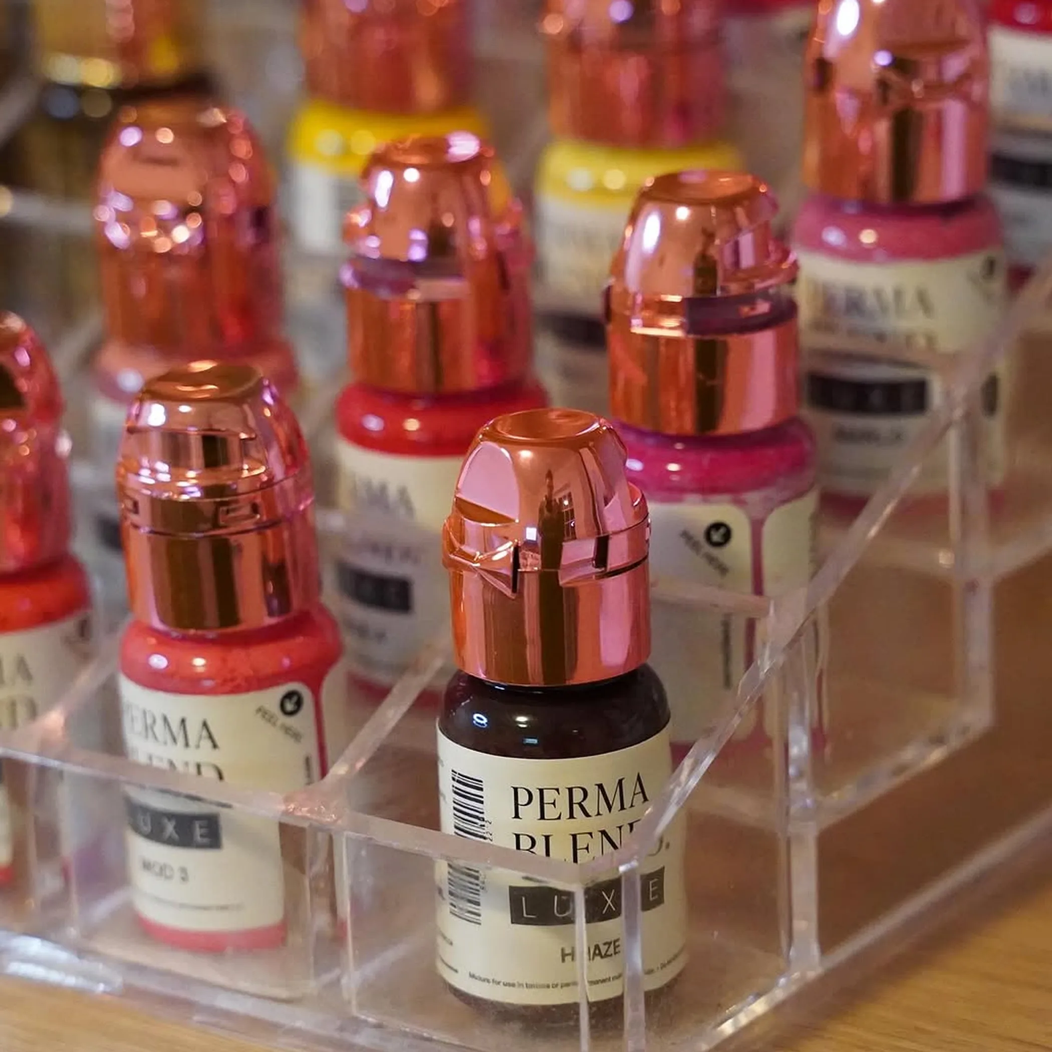 cosmetic tattoo pigments in containers