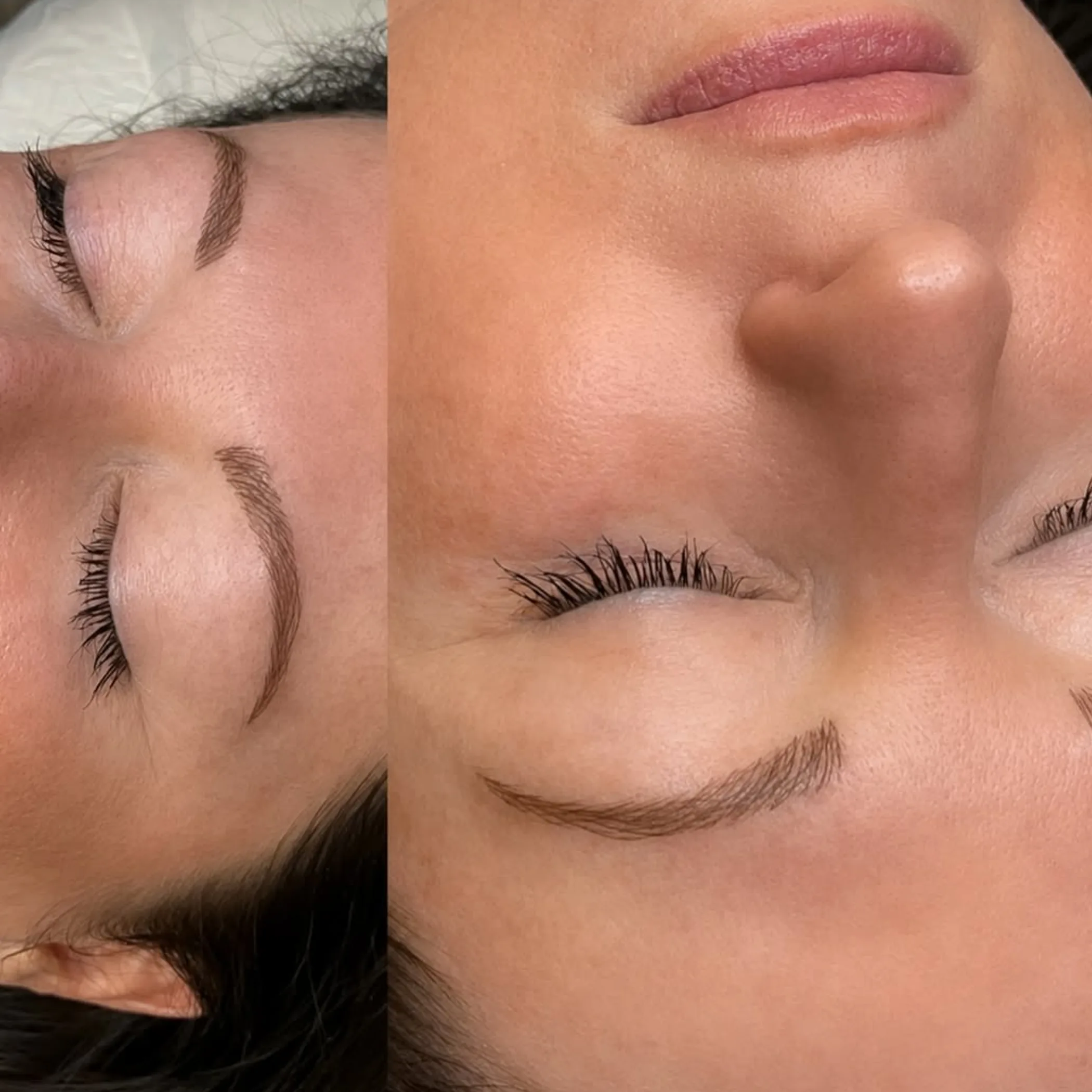 close-up of eyebrow tattoos