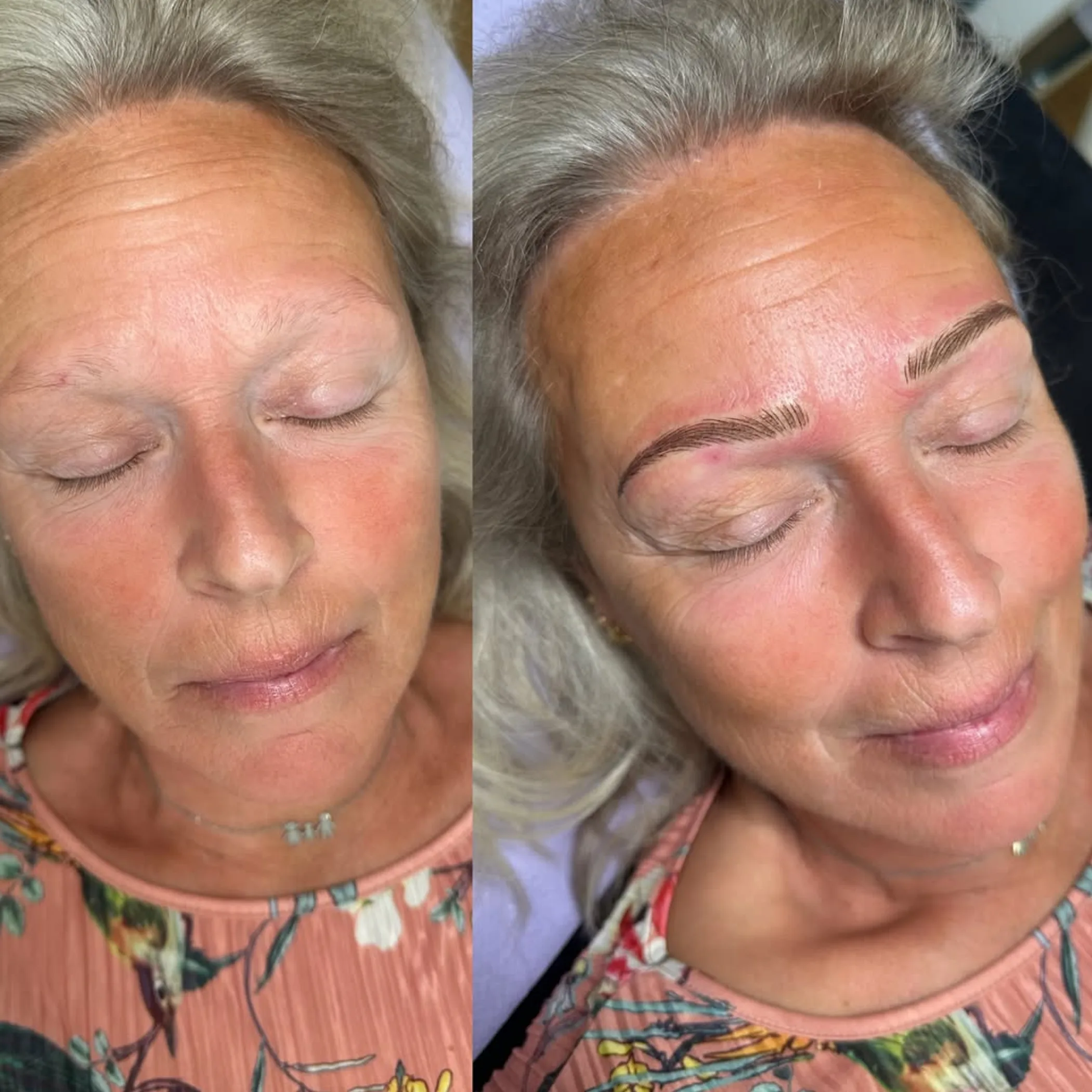 eyebrow tattoo transformation close-up