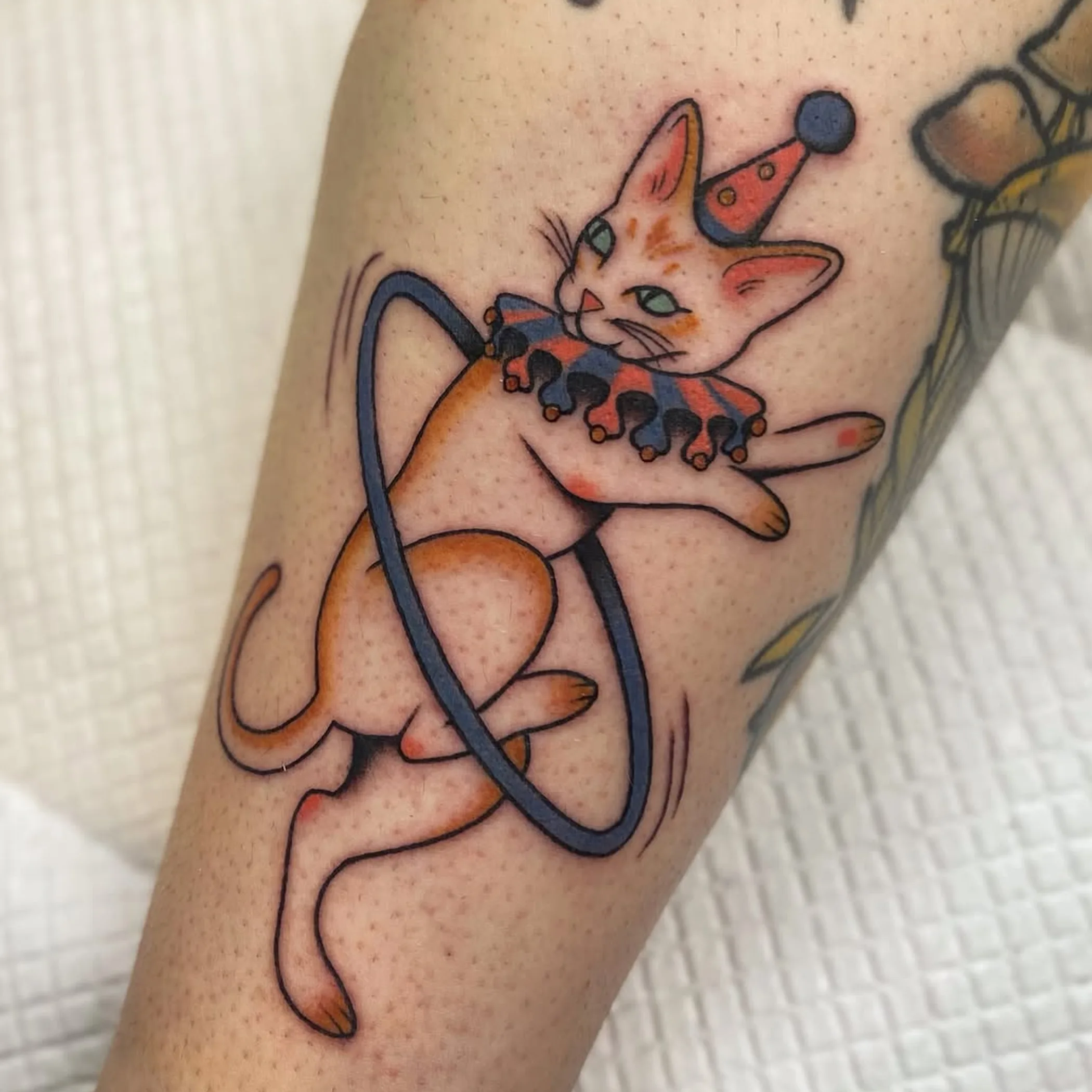 close-up of colorful tattoo on skin