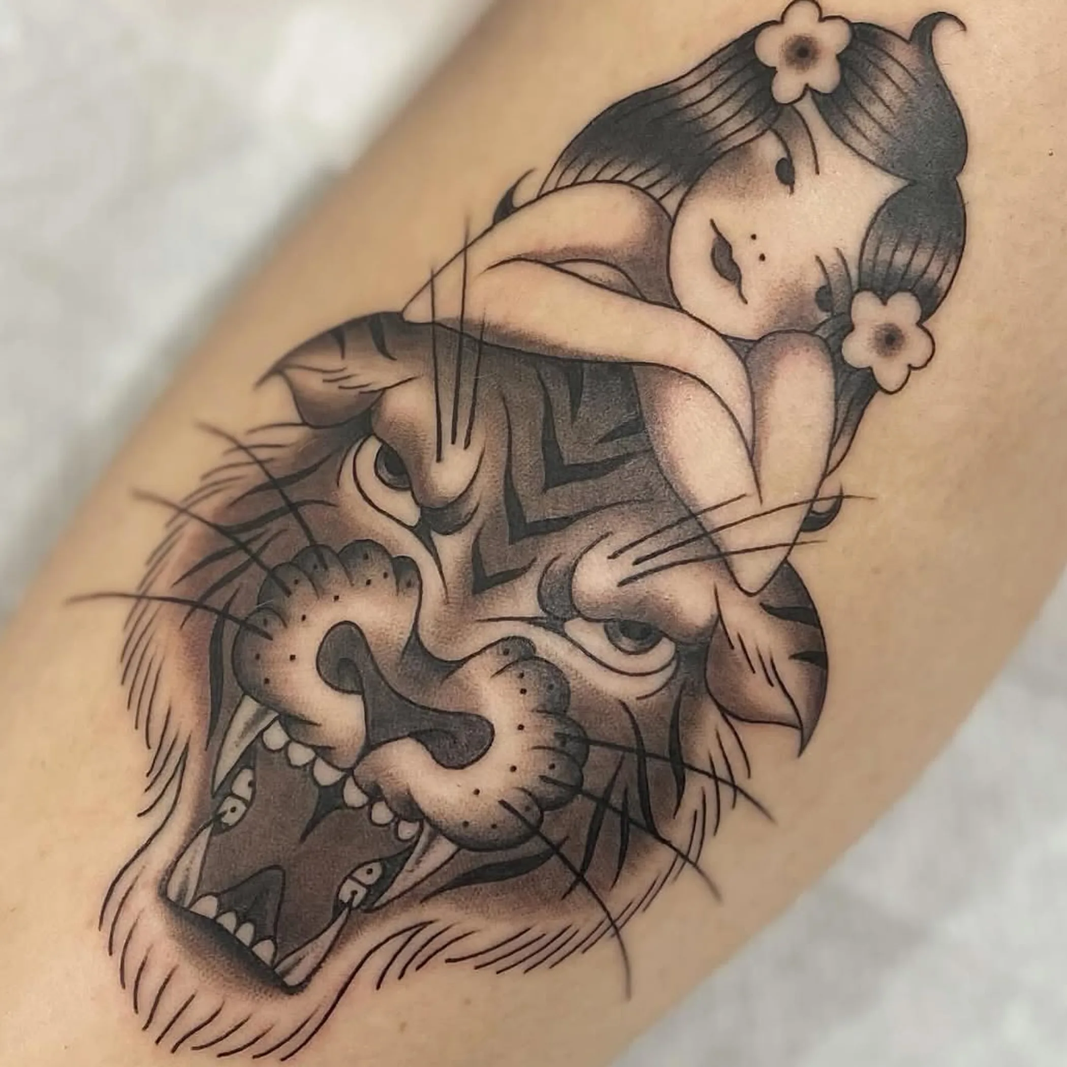close-up of colorful tattoo on skin