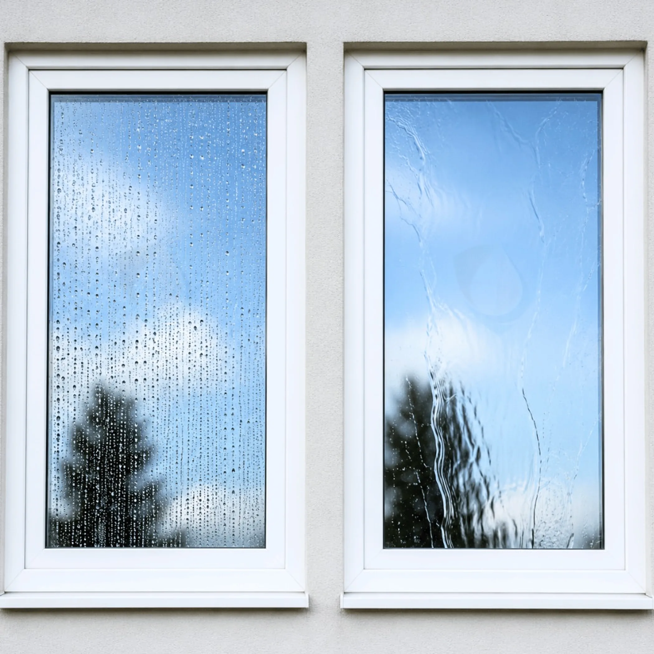 water beading on window glass
